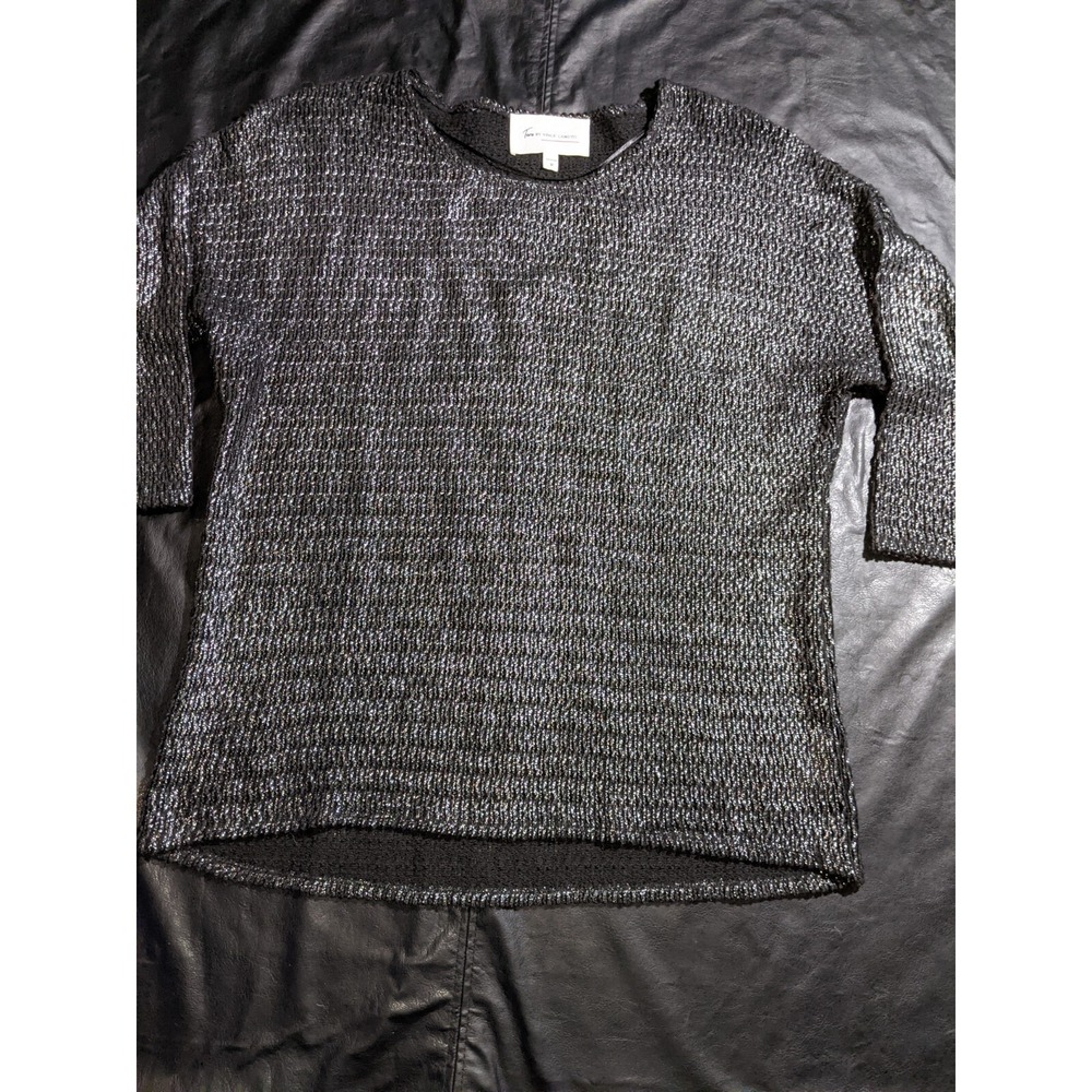 Two‎ By Vince Camuto Sweater Size Medium Black Shine Knit Top